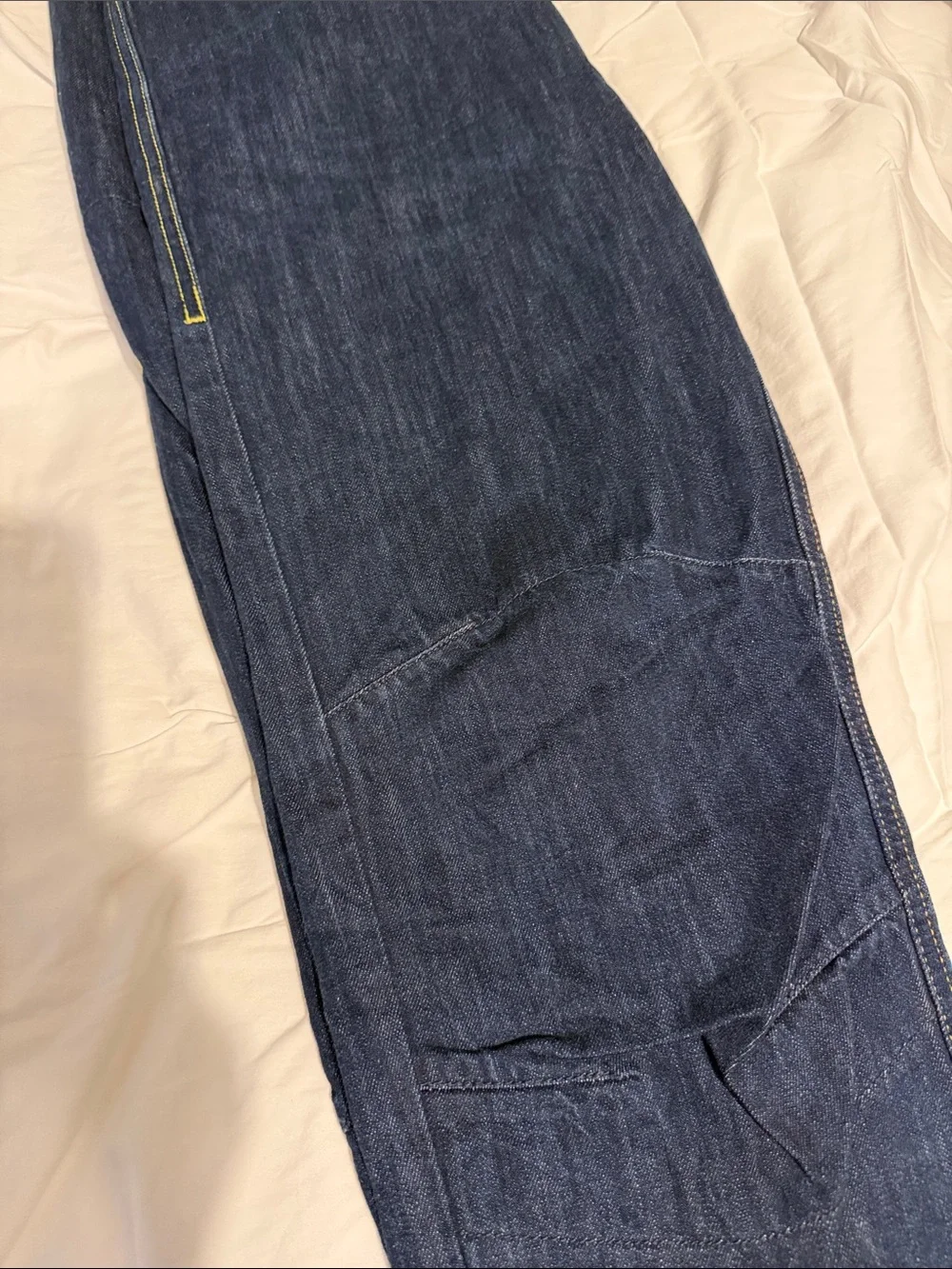 Alpinestars Men's Dark Blue Denim Jeans with Tan Leather Patch